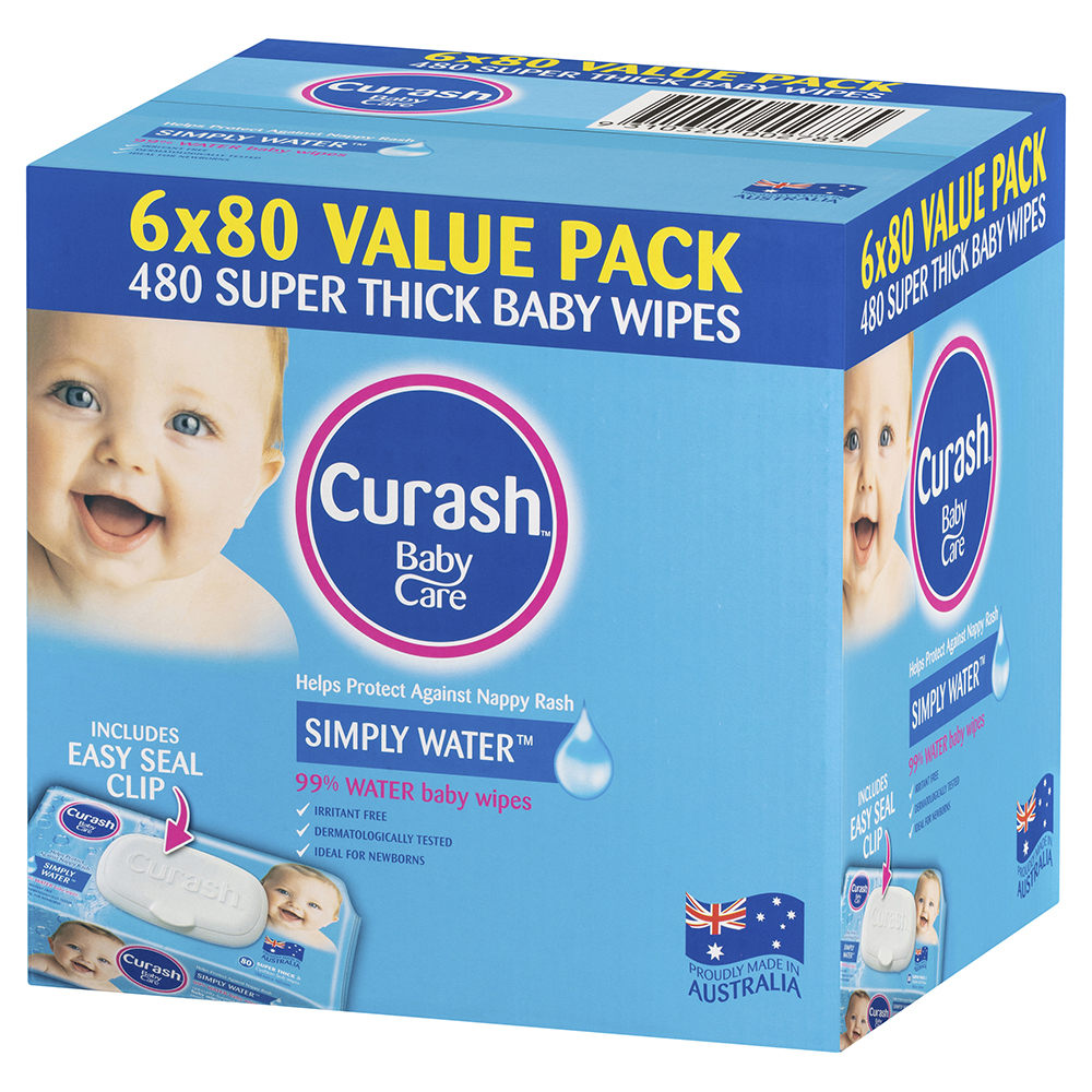 Buy Curash Babycare Simply Water Wipes 6 x 80 Online at Chemist Warehouse®
